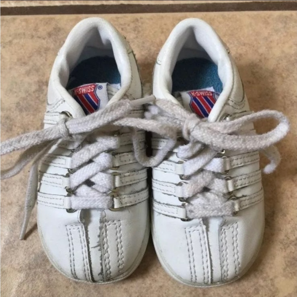 UNISEX Baby K-Swiss classic 80's white shoes sneakers sz 3/4